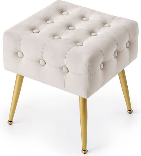 Σκαμπό Σαλονιού Επενδυμένο με Βελούδο Beige 40x40x42εκ.