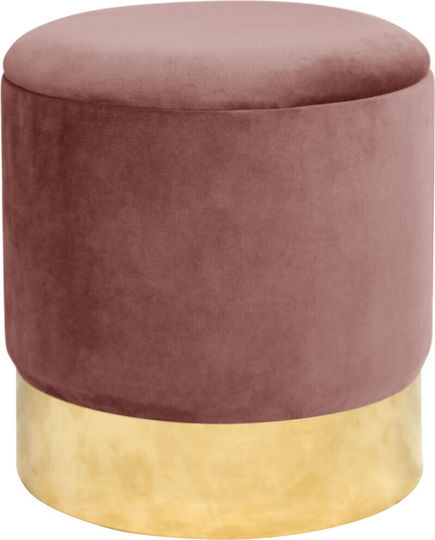 Living Room Stool With Storage Space Upholstered In Velvet Dusty Pink 39x39x40cm