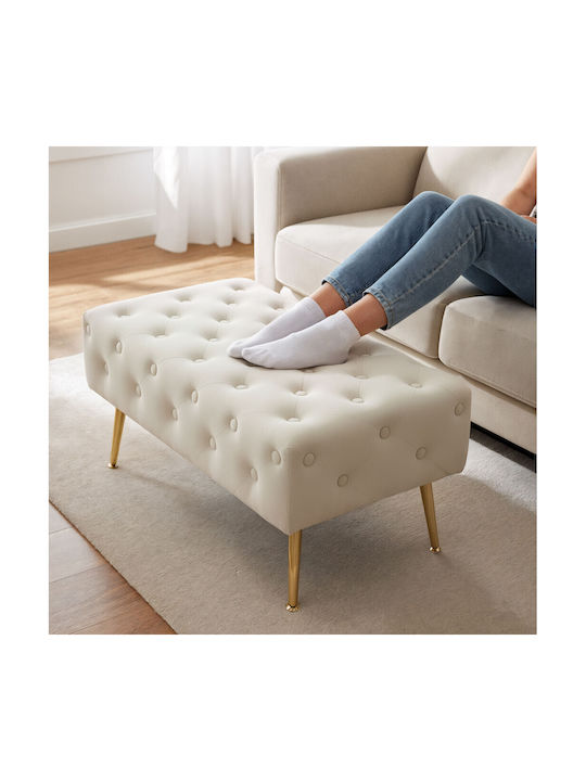 Samt Hocker Für Das Wohnzimmer Beige 80x42x41cm