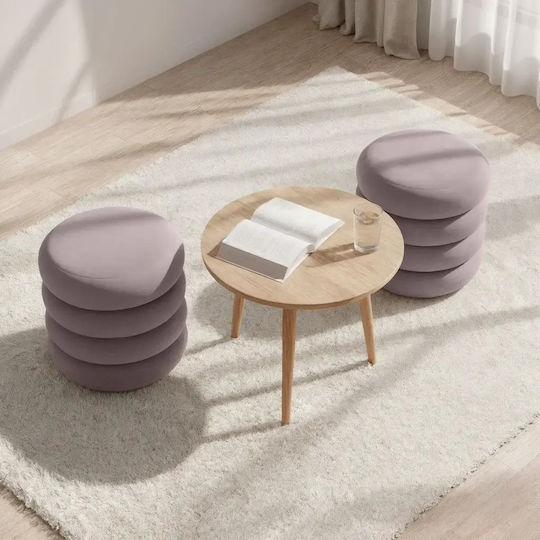 Living Room Stool With Storage Space Upholstered In Velvet Powder Pink