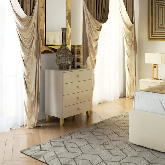 Wooden Bedroom Chest of Drawers with 4 Drawers Cashmere 60x37x73cm