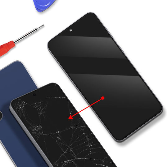 Clappio Complete Screen Compatible Galaxy S25 Fe Lcd Panel Frame Dark Blue