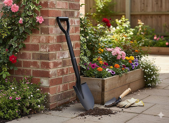 Small Garden Shovel Made Steel Ergonomic Handle 67 Cm Black