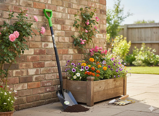 Lopată de Nisip Lamă Lată Mâner Tip D Oțel Acoperit cu Pulbere Mâner 120 Cm Verde Negru