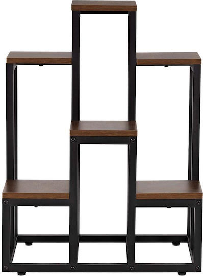 Suport pentru Plante 6 Rafturi Din Lemn Cadru Metalic 51x34x68 Cm Negru