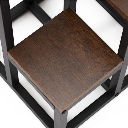 Suport pentru Plante 6 Rafturi Din Lemn Cadru Metalic 51x34x68 Cm Negru