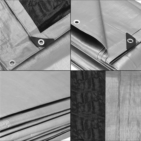 Pânză Impermeabilă De Acoperire 260gr/m² 8x6m Greu Tip Gri