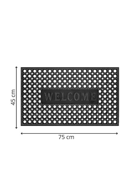 Non-Slip Rubber Black Doormat 75x45cm Thickness 13mm