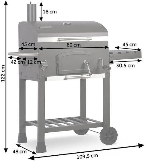 Smartic Grătar cu Cărbune din Inox cu Termometru 43x43cm
