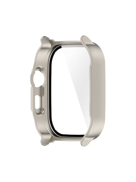 Пластмасов Калъф със Закалено Стъкло в Бежов Цвят за Realme Watch 5