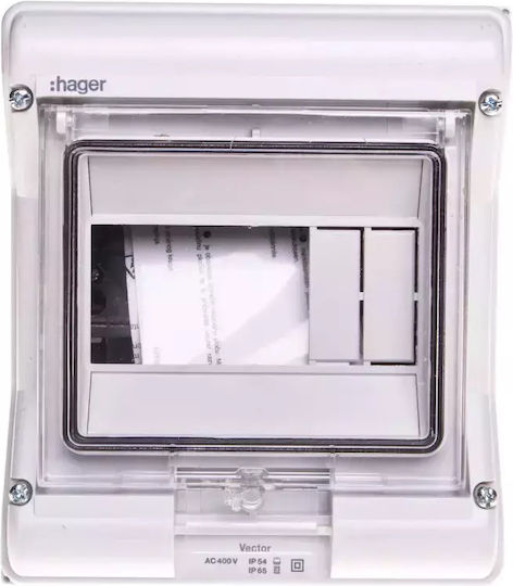 Hager Vector Electric Fuse Box Wall Mounted Waterproof 1 Row 6 Elements P165xH190xD113mm