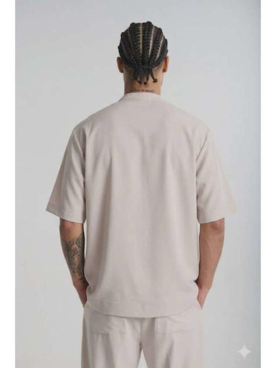 Short Sleeve Shirt in Wide Fit Beige