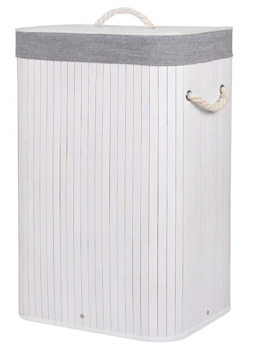 Coș De Rufe Din Bambus 72lt Cu Capac 40x28x60cm Alb