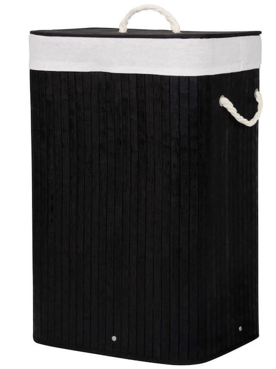 Sersimo Wäschekorb Bamboo 72lt mit Deckel 40x30x60cm Schwarzes