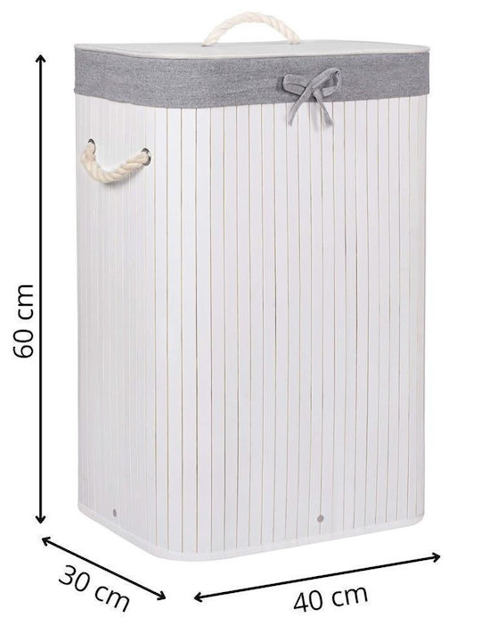 Coș De Rufe Din Bambus 72lt Cu Capac 40x28x60cm Alb