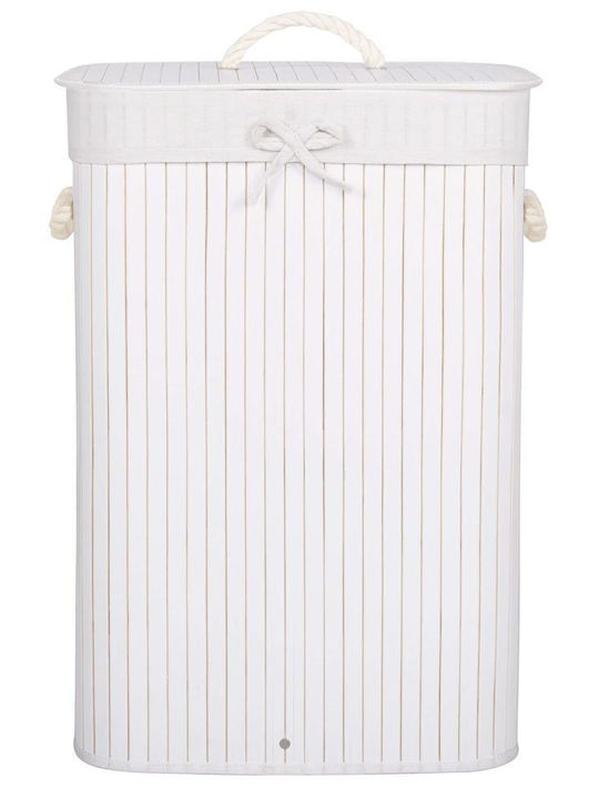 Καλάθι Απλύτων Bamboo με Καπάκι 40x28x60cm Λευκό