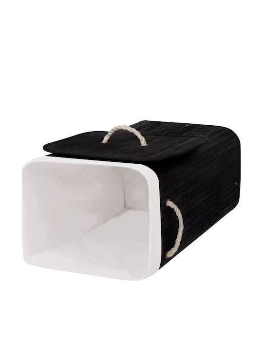 Sersimo Wäschekorb Bamboo 72lt mit Deckel 40x30x60cm Schwarzes