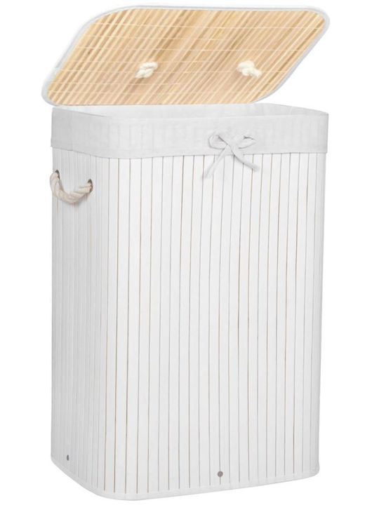 Καλάθι Απλύτων Bamboo με Καπάκι 40x28x60cm Λευκό