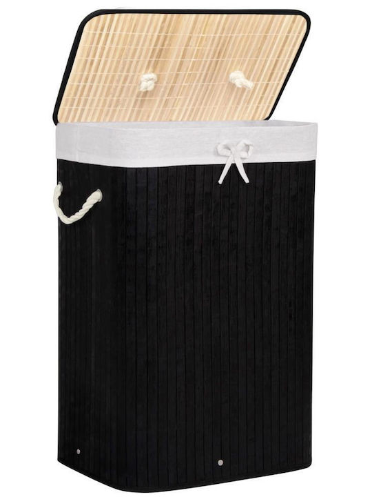 Sersimo Wäschekorb Bamboo 72lt mit Deckel 40x30x60cm Schwarzes
