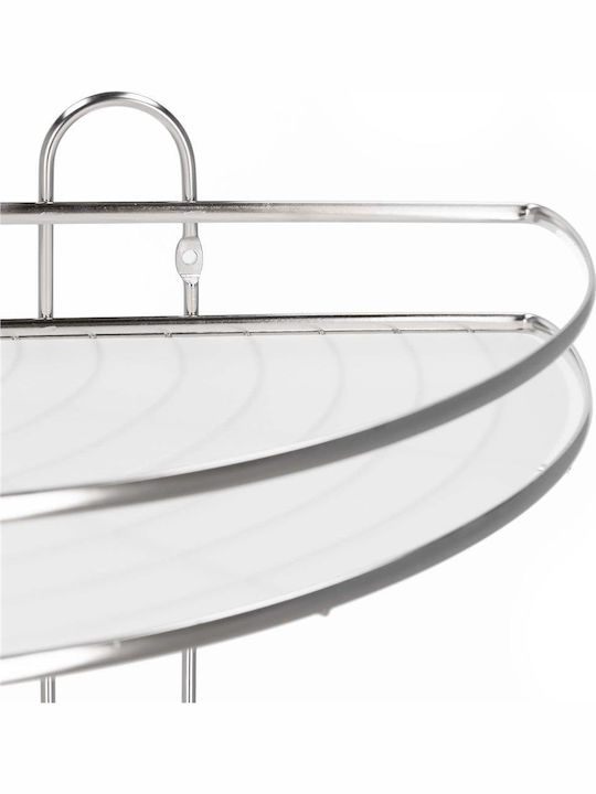 Corner Wall Mounted Bathroom Shelf Metallic 25x25x59cm Silver