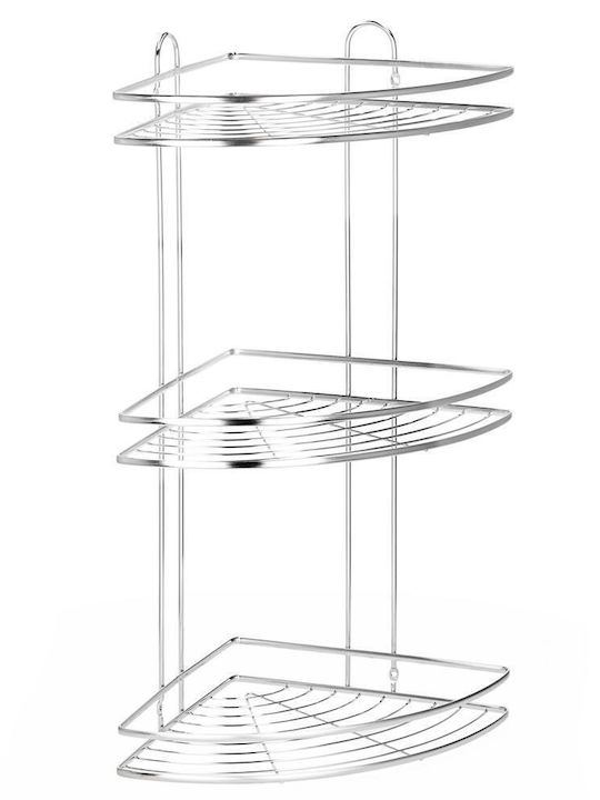 Corner Wall Mounted Bathroom Shelf Metallic 25x25x59cm Silver