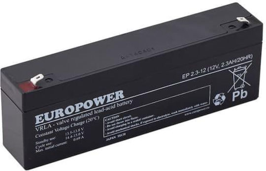 Europower Батерия UPS с Капацитет 2.3Ах и Напрежение 12V 1бр