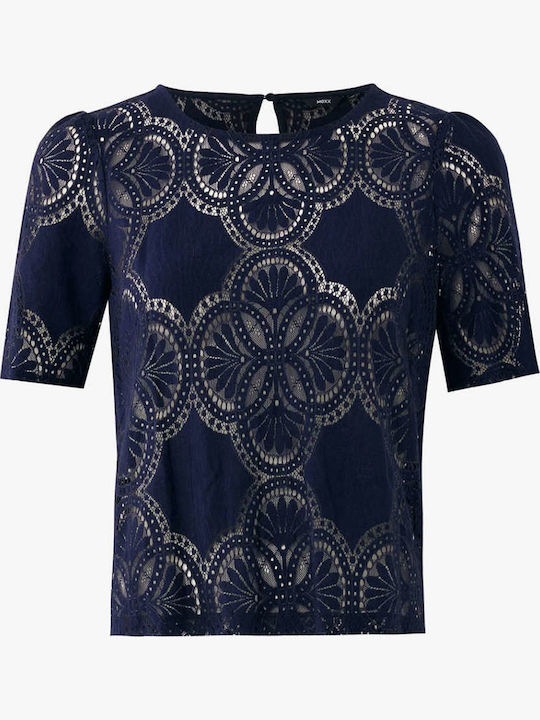 Women's Cotton Short Sleeve Blue Dark Top