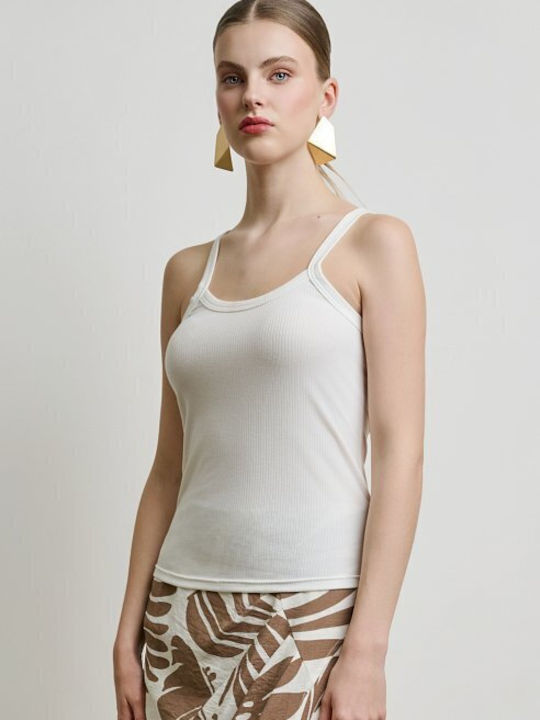 Women's Blouse with Spaghetti Straps White