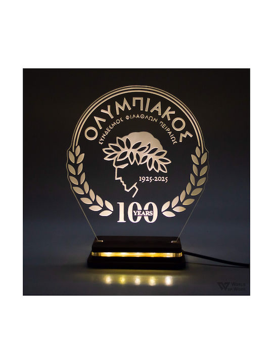 World of Wood Decorative Table Lamp Olympiacos 100 Years LED 22x18cm