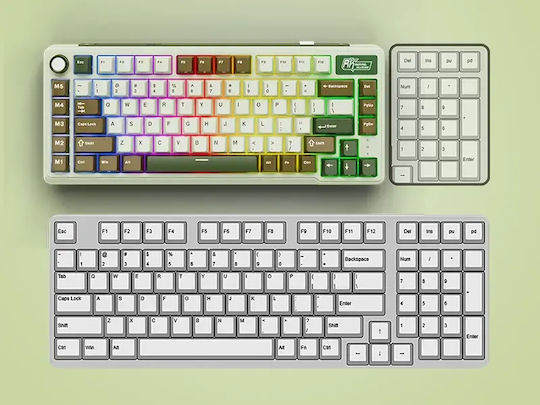 Royal Kludge RK-L75 Drahtlos Gaming Mechanische Tastatur 75% mit Benutzerdefinierte Creme Schaltern und RGB-Beleuchtung (Englisch US) Gray
