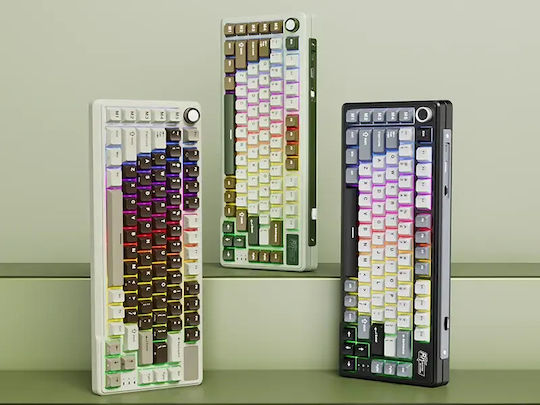 Royal Kludge RK-L75 Drahtlos Gaming Mechanische Tastatur 75% mit Benutzerdefinierte Creme Schaltern und RGB-Beleuchtung (Englisch US) Gray