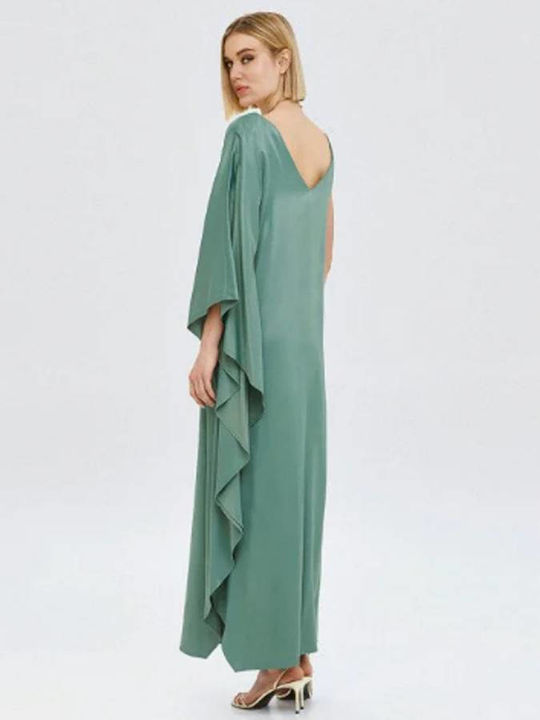 Maxi Damenkleid Für Hochzeit - Taufe Satin Olive