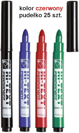 Etafelt Hi-Text Permanent Markers 4mm Red 25pcs