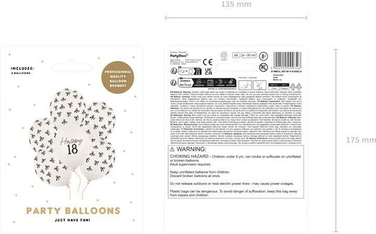 Set of 6 Birthday Balloons White