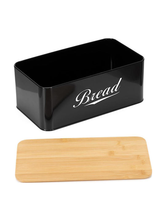 Bread Box with Lid Metallic Black 33x18x14cm