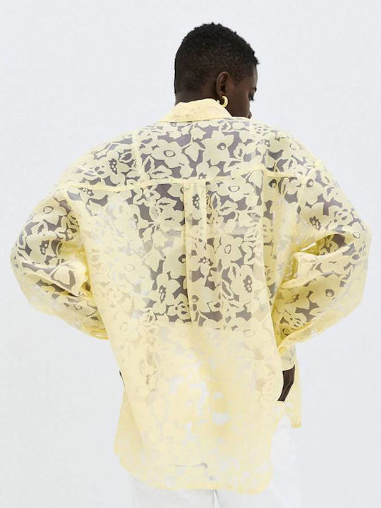 Long Sleeve Women's Shirt Yellow Floral
