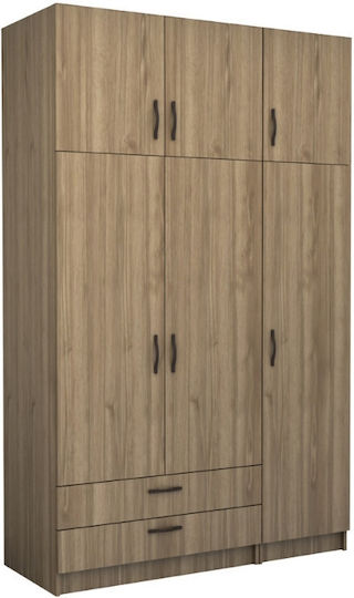 Victoria Τρίφυλλη Ντουλάπα με Πατάρι 150x60x240cm Καρυδί