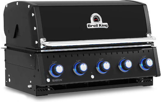 Broil King Baron 520 Shadow Built In Gas Grill with Cast Iron Grate with 5 Burners 13.2kW