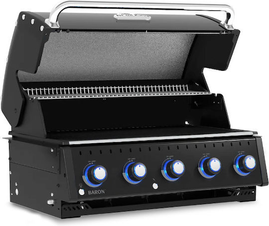 Broil King Baron 520 Shadow Built In Gas Grill with Cast Iron Grate with 5 Burners 13.2kW