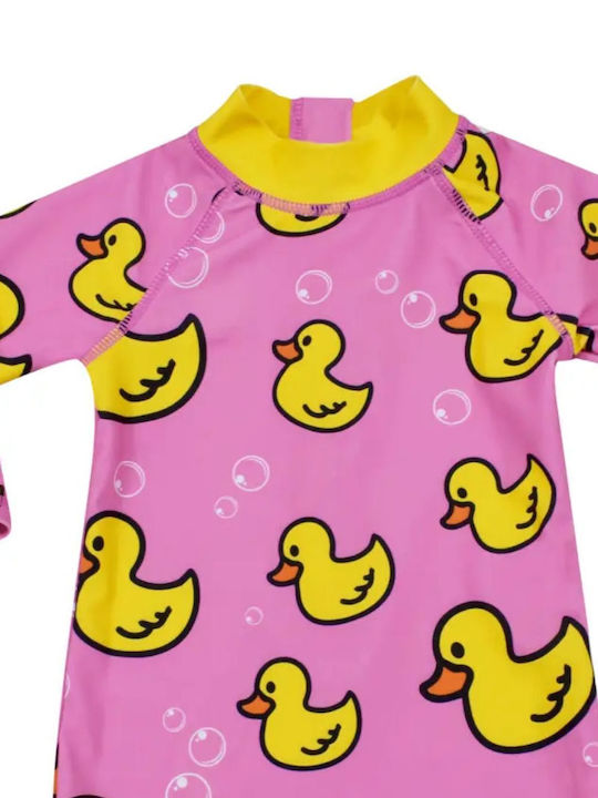 Tres Chic Kinder Badebekleidung Einteilig Mit Langen Ärmeln Rosa