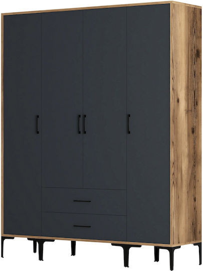 Τετράφυλλη Ντουλάπα 160x47x201cm Τετράφυλλη Ντουλάπα 160x47x201cm