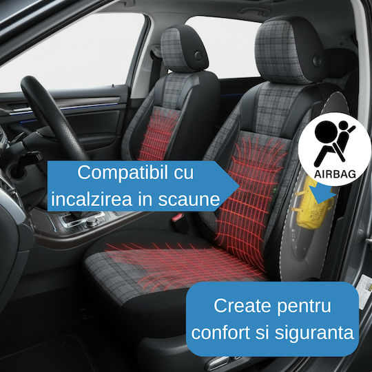 Smartic Set De Huse Pentru Scaune Auto 11 Bucăți Piele Sintetică Neagră