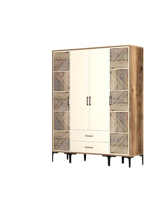 Wardrobe Four Door Ptp Lidya Beige 160x47x201cm