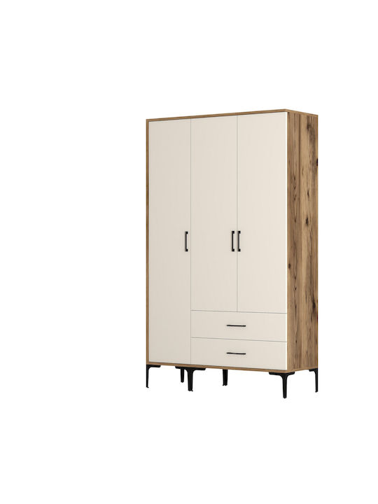 Wardrobe Triple Door St Walnut Cream 120x47x201cm