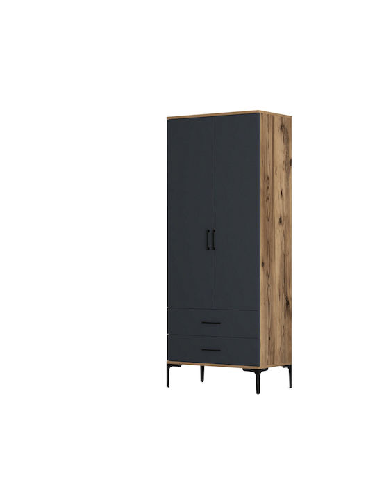 Ντουλάπα Δύο Πόρτες T Lidya Ανθρακί 80x47x201cm