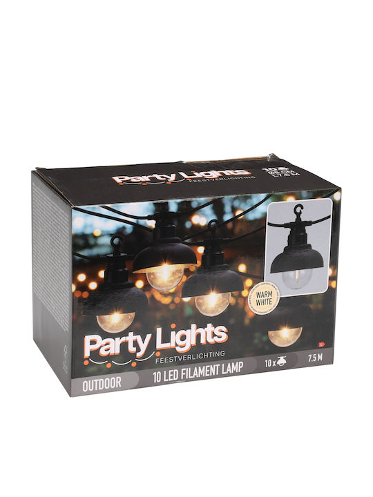 Waterproof LED Garland Lights IP44 3m with 10 Warm White Lamps