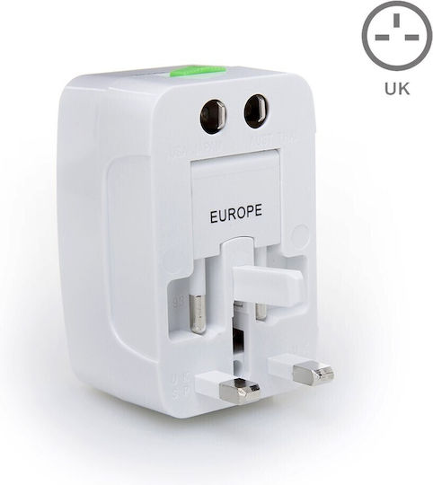 Travel Power Αντάπτορας Πρίζας από Universal σε Universal με 2 Θύρες USB