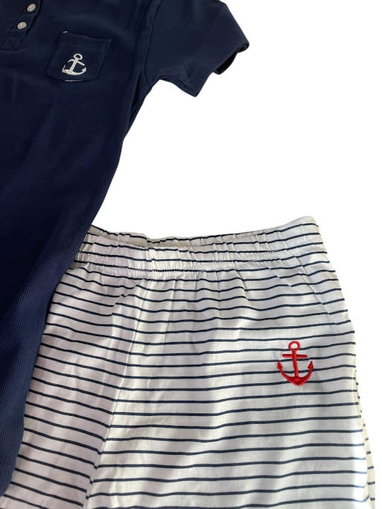 Ogham Καλοκαιρινό Γυναικείο Σετ Πιτζάμας Μπλε-navy