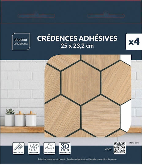 Decorative Wall Sticker Tiles 4 Pieces 25x23.2cm Douceur d'Intérieur