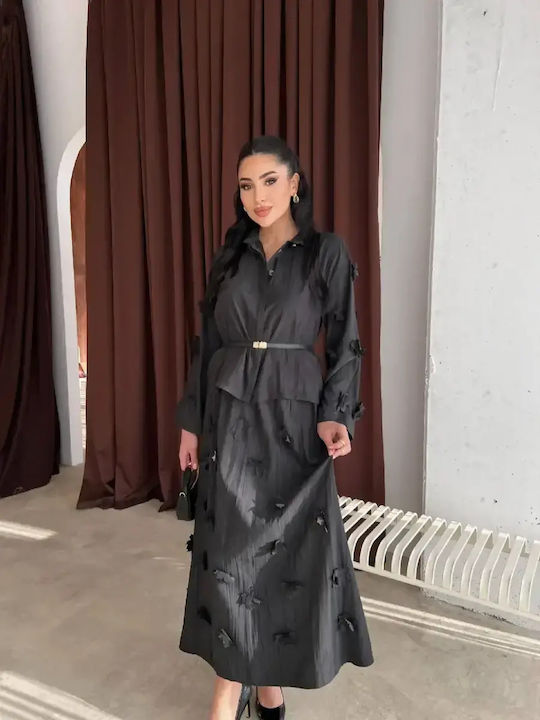 Damenröcke Maxi Blumen Schwarz Set